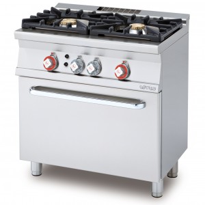 Cucina 2 fuochi e forno gas statico con grill GN 1/1