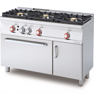 Cucina 3 fuochi e forno gas statico con grill GN 1/1