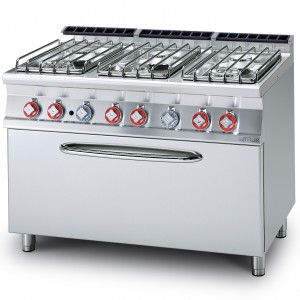 Cucina gas 6 fuochi forno elettrico statico GN 3/1