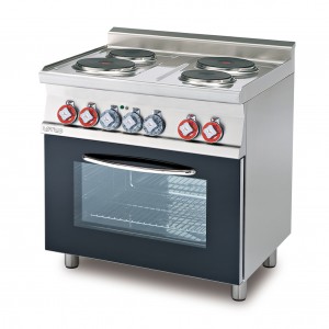 Cucina elettrica 4 piastre su forno elettrico statico GN 1/1