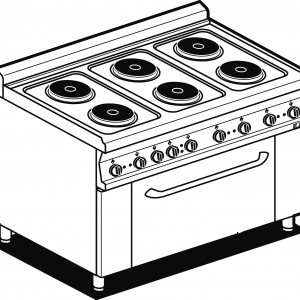 Cucina elettrica 6 piastre su forno elettrico fultifunzione GN 1/1